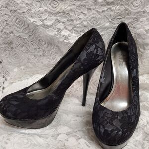 Elegant Black Lace Heels